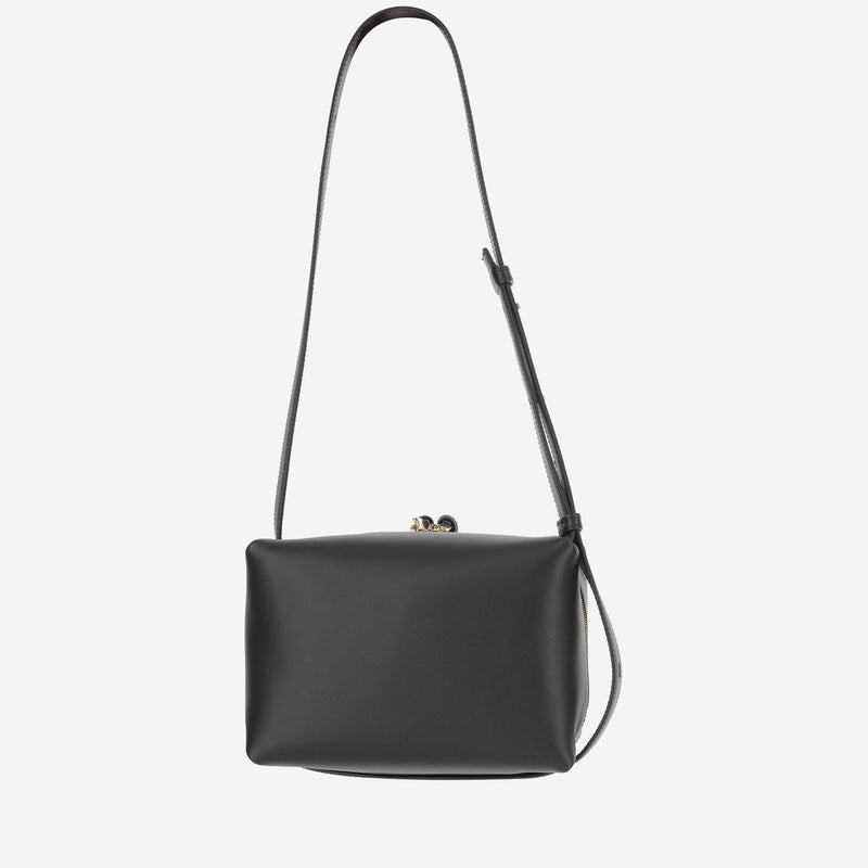 Jil Sander Logo-Embellished Calf Leather Shoulder Bag — Black