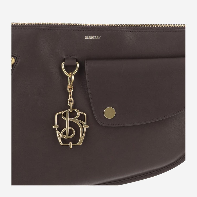 Burberry Double Shield Shoulder Bag — Brown Calfskin