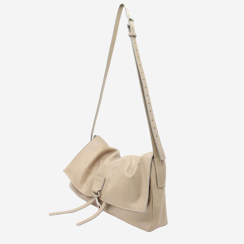 Radica Studio Hammered Nappa Leather Shoulder Bag — Beige