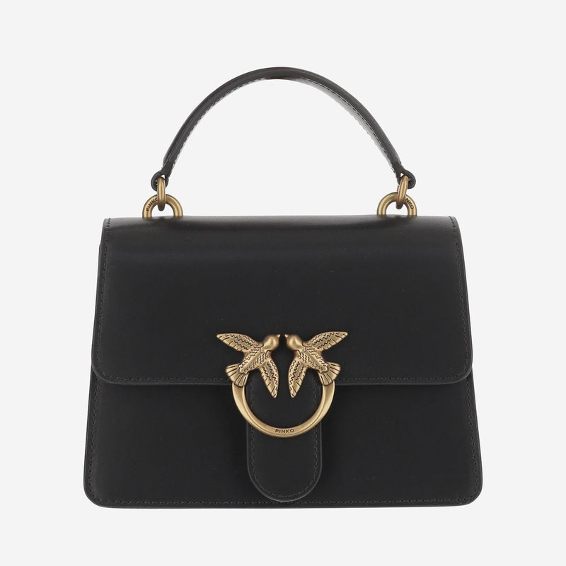 Pinko Love Top Handle Bag — Black Leather