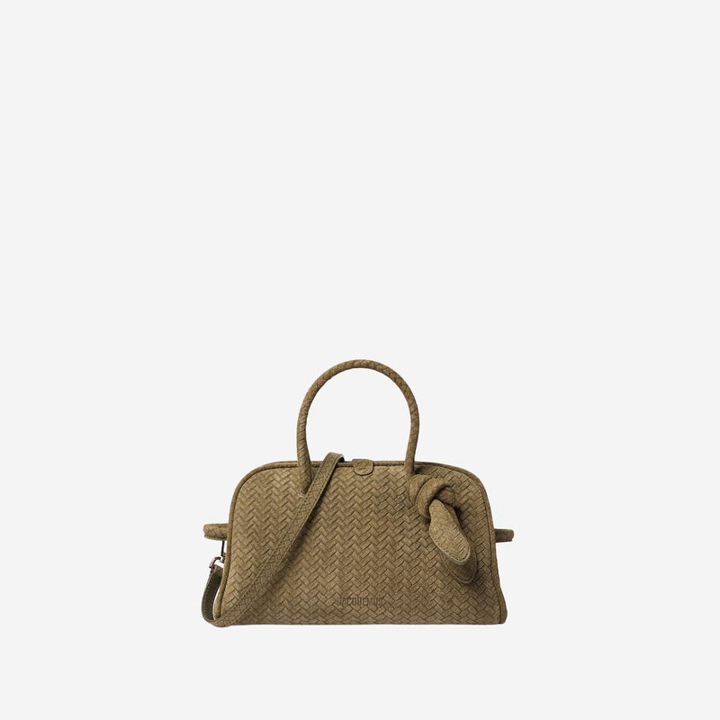 Jacquemus Herringbone Calfskin Shoulder Bag — Khaki Кожи Теленка