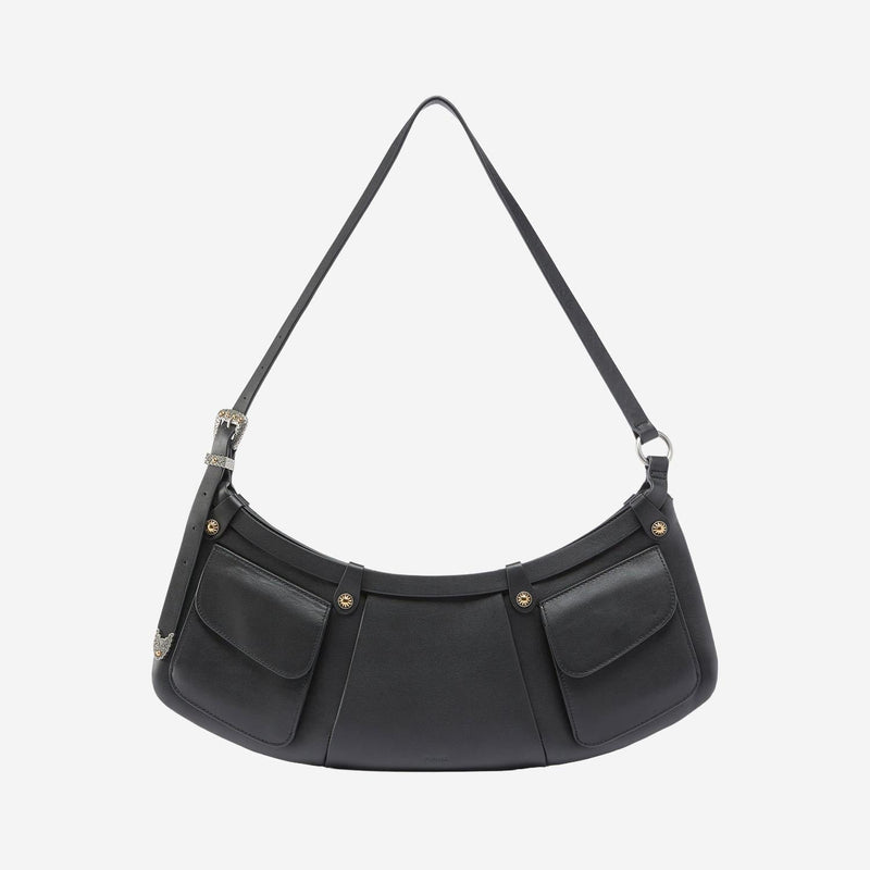 Pinko Leather Pocket Body Shoulder Bag — Black