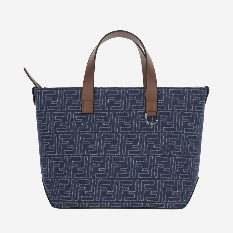Fendi Ff Logo-Jacquard Cotton Tote Bag — Navy