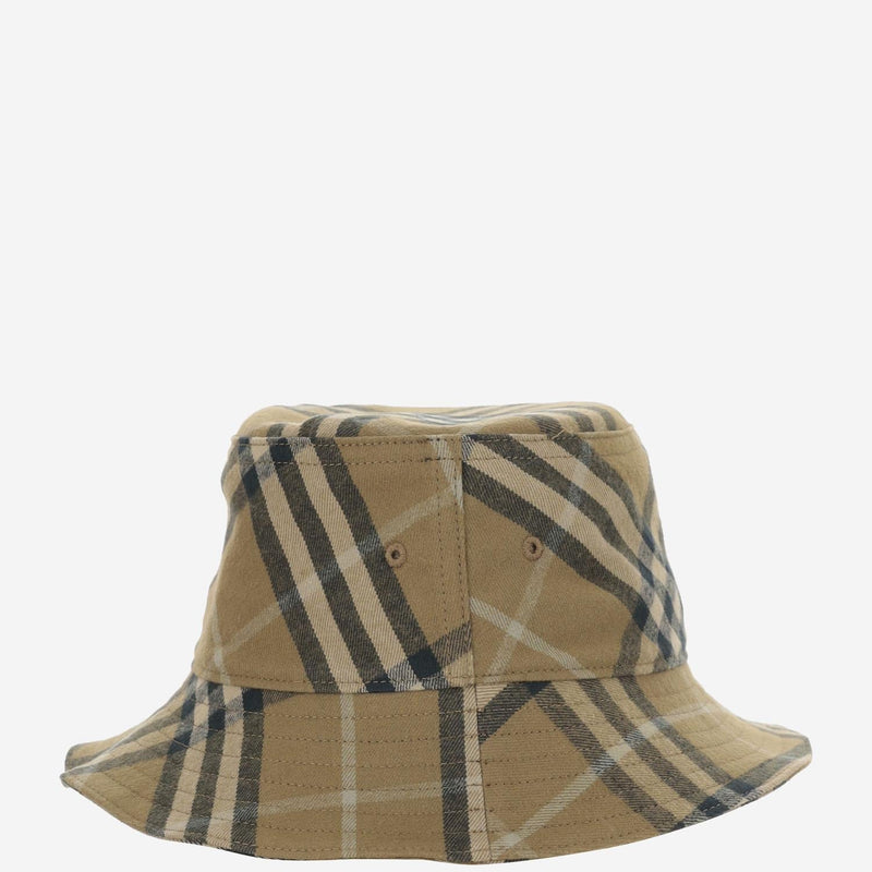 Burberry 8098533 Cotton Check Bucket Hat — Beige