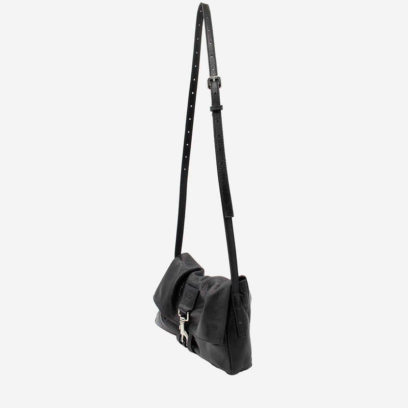 Radica Studio Hammered Nappa Leather Shoulder Bag — Black