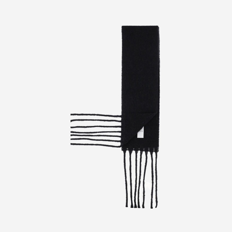 Patou Alpaca Wool Blend Fringed Scarf — Black Scarfs