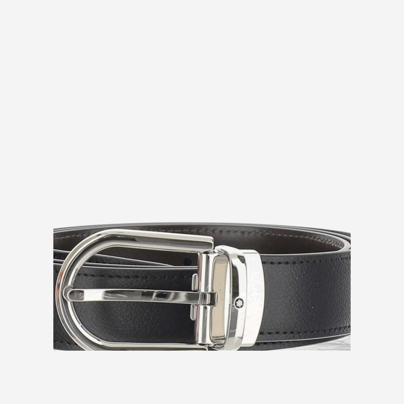 Montblanc Reversible Leather Belt — Black