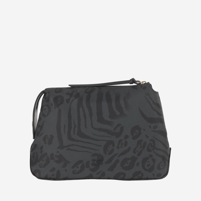 Pinko Animal Print Nylon Toiletry Bag — Black Wallet