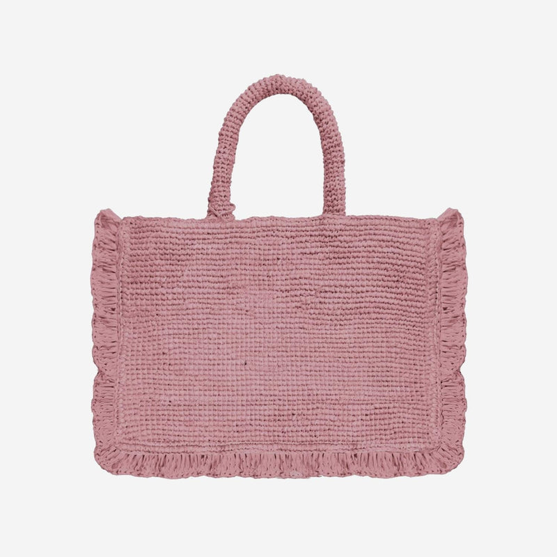 Mc2 Saint Barth Volant Shoulder Bag — Pink Raffia