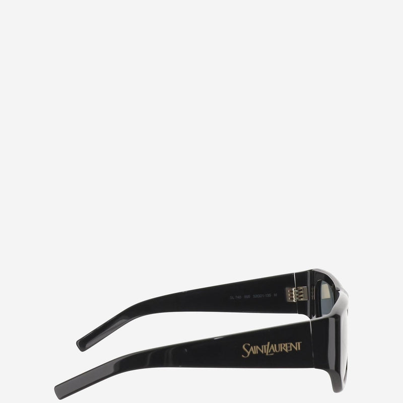 Saint Laurent 810815 Square Logo-Detailed Acetate Sunglasses — Black Frame Acetate; Lenses Nylon