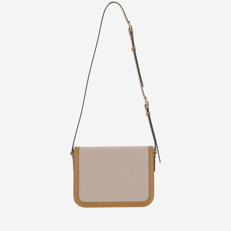 Valentino Garavani Canvas With Leather Trim Shoulder Bag — Beige