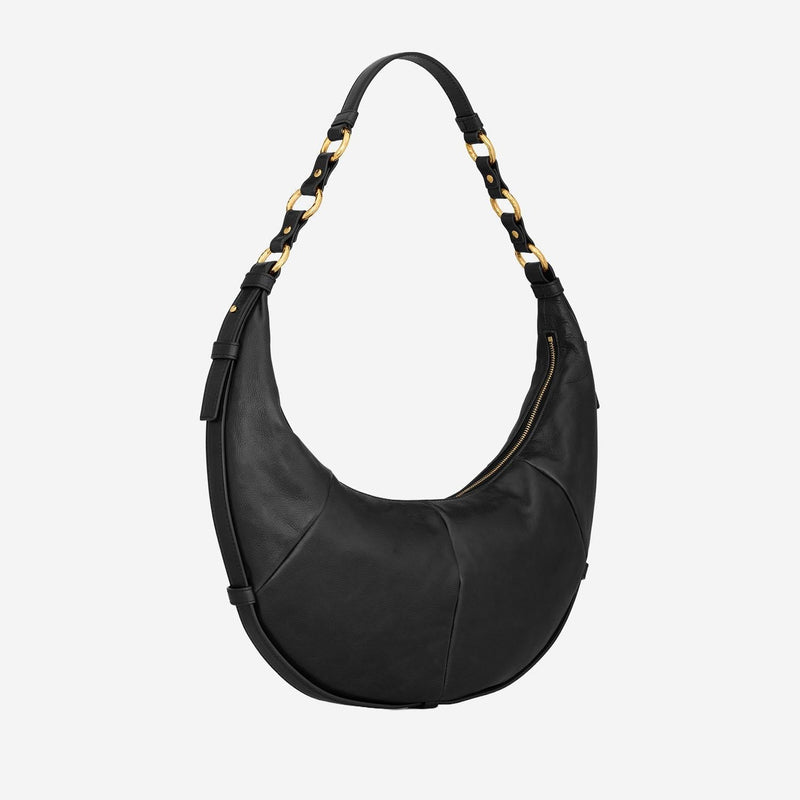 Saint Laurent Lambskin Leather Hobo Bag — Black