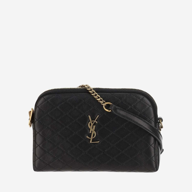 Saint Laurent Quilted Lambskin Leather Shoulder Bag — Black