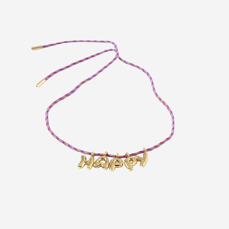 Sorbet Island Bubble Letter Necklace — Multicolor Fabric Necklaces