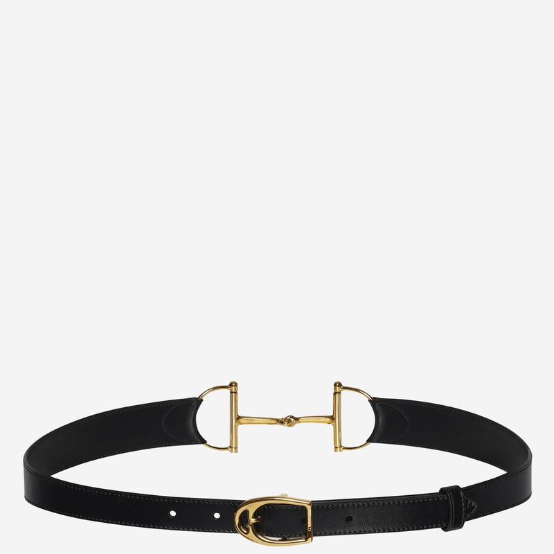 Gucci Oversized Buckle Belt — Black Calf Skin
