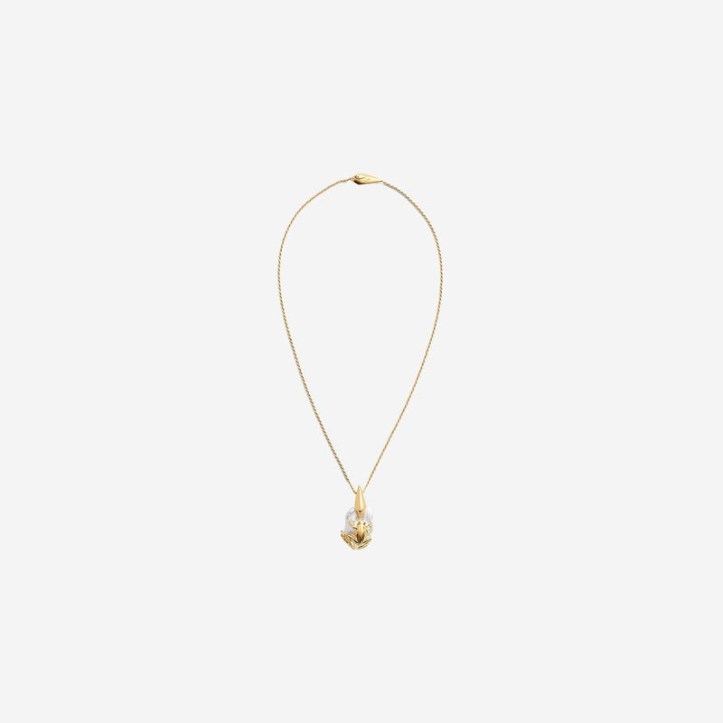 Bottega Veneta Freshwater Pearl Frog Necklace — White Sterling Silver Necklaces