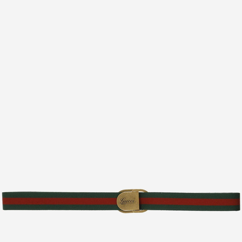Gucci Web Ribbon Belt — Green Fabric