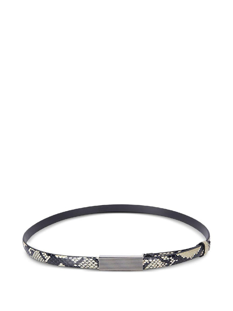 Khaite Python-Embossed Calfskin Belt — Beige Null