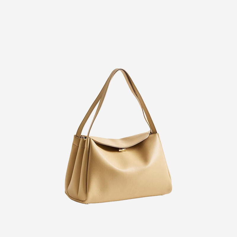 Themoirè Vegan Fabric Shoulder Bag — Beige