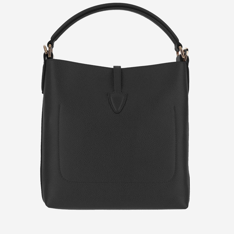 Tods Leather Bucket Shoulder Bag — Black Calf