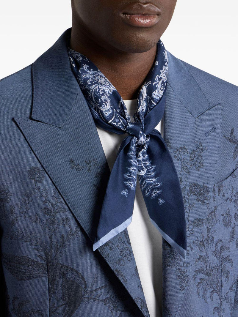Etro Paisley Silk Scarf — Blue Scarfs