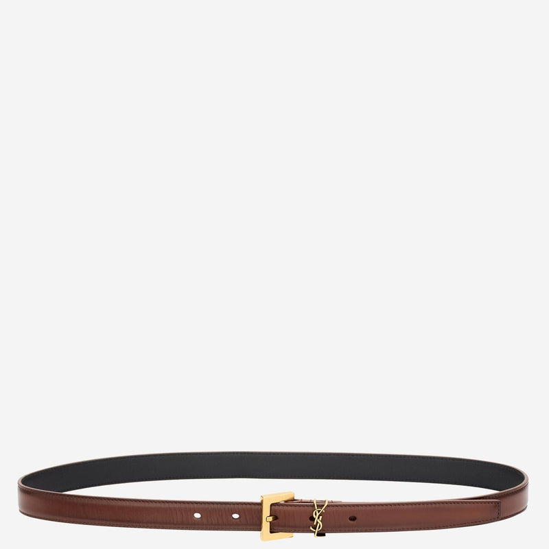 Saint Laurent Cassandre Belt — Brown Calfskin