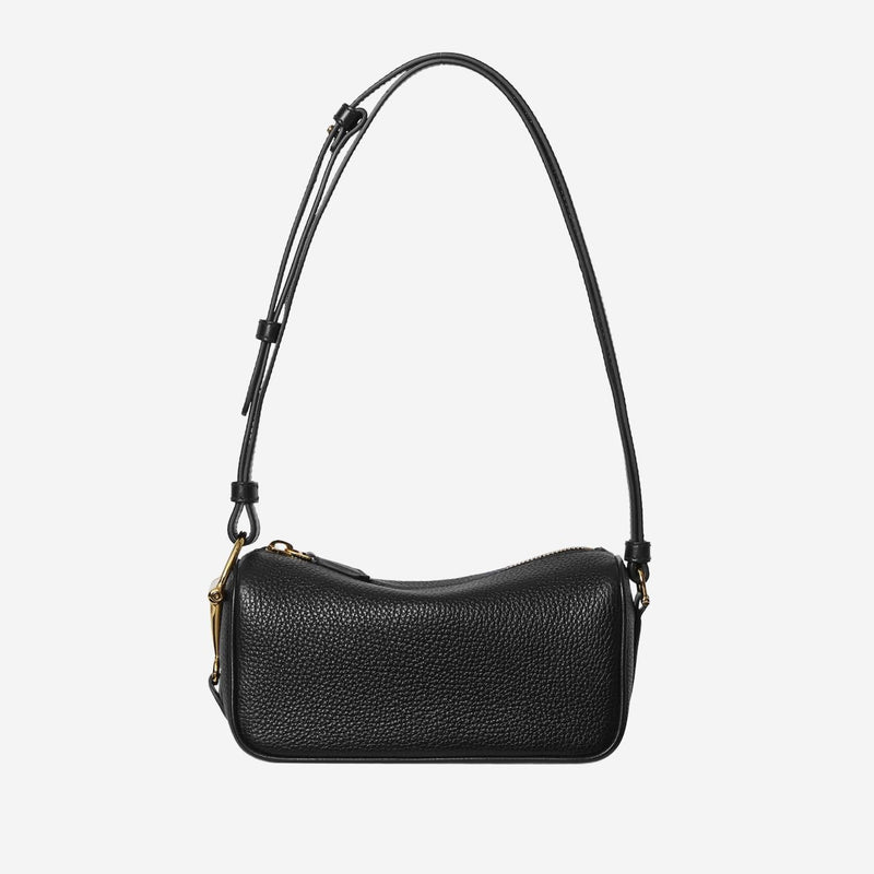 Gucci Half Horsebit Shoulder Bag — Black Leather