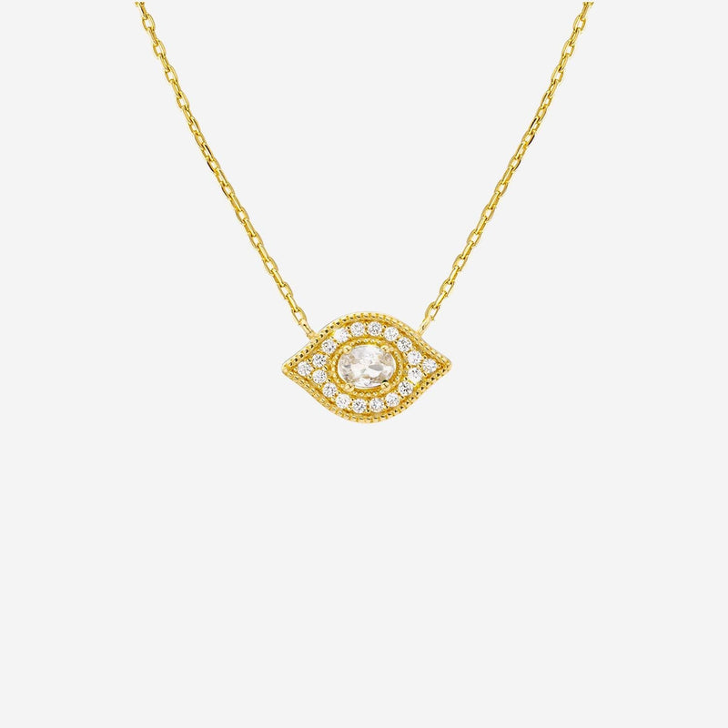 Mya Bay Crystal Eye Motif Necklace — Gold Brass Necklaces