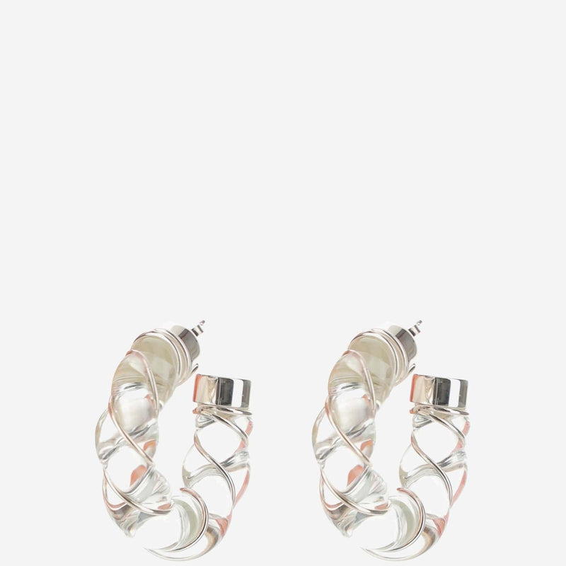 Bottega Veneta Twist Earrings — Silver Glass