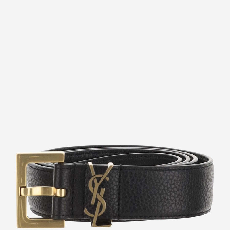 Saint Laurent Calfskin Leather Belt — Black