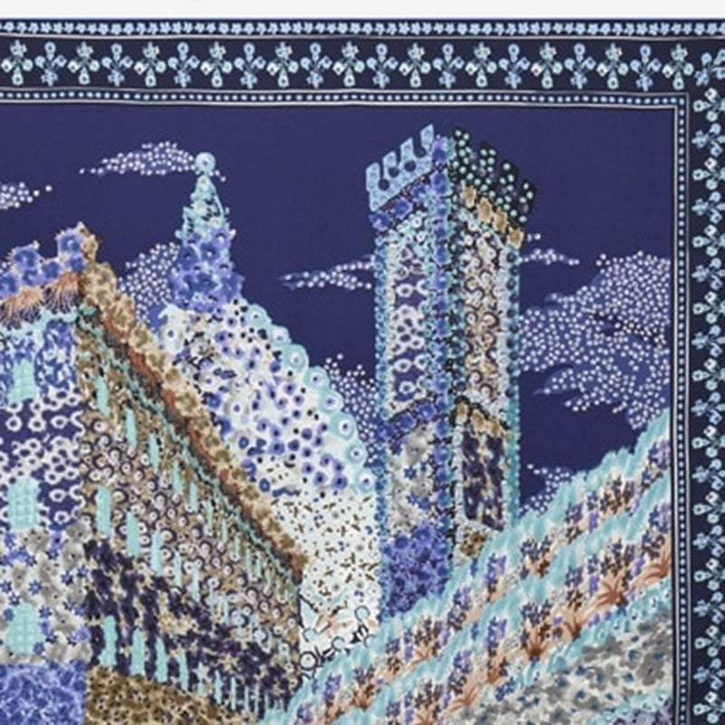 Ferragamo Palazzo Print Silk Scarf — Navy Scarfs