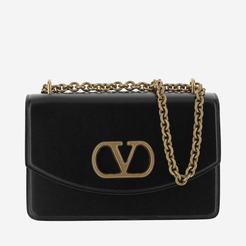 Valentino Garavani Vain Shoulder Bag — Black Calfskin
