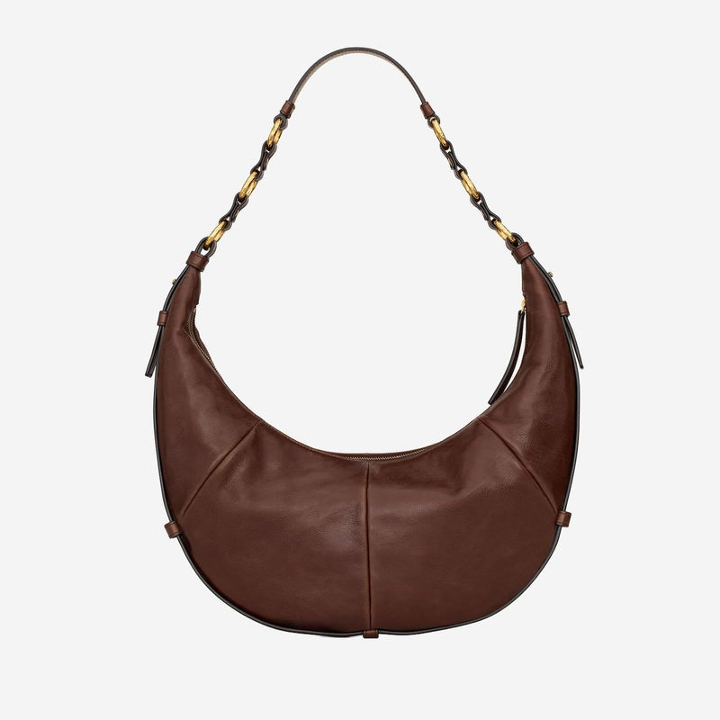 Saint Laurent Lambskin Hobo Bag — Brown Leather