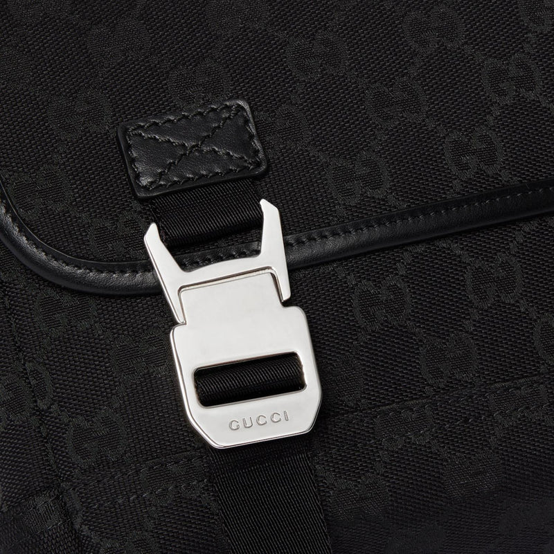 Gucci Gg Monogram Fabric Shoulder Bag — Black