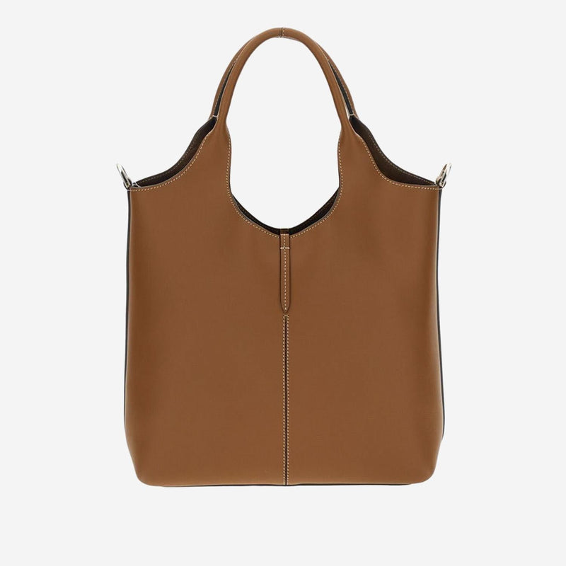Tods Calfskin Leather Shoulder Bag — Brown