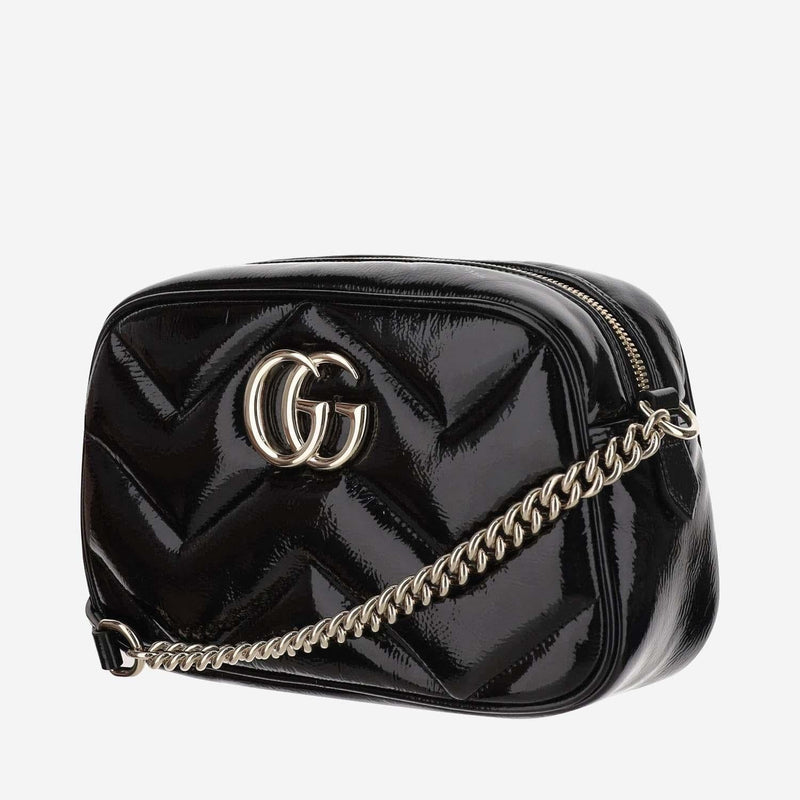 Gucci Gg Marmont Shoulder Bag — Black Leather
