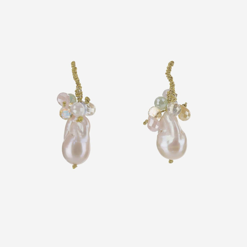 Mela Teardrop Pearl And Crystal Earrings — Multicolor Pearls Crystals