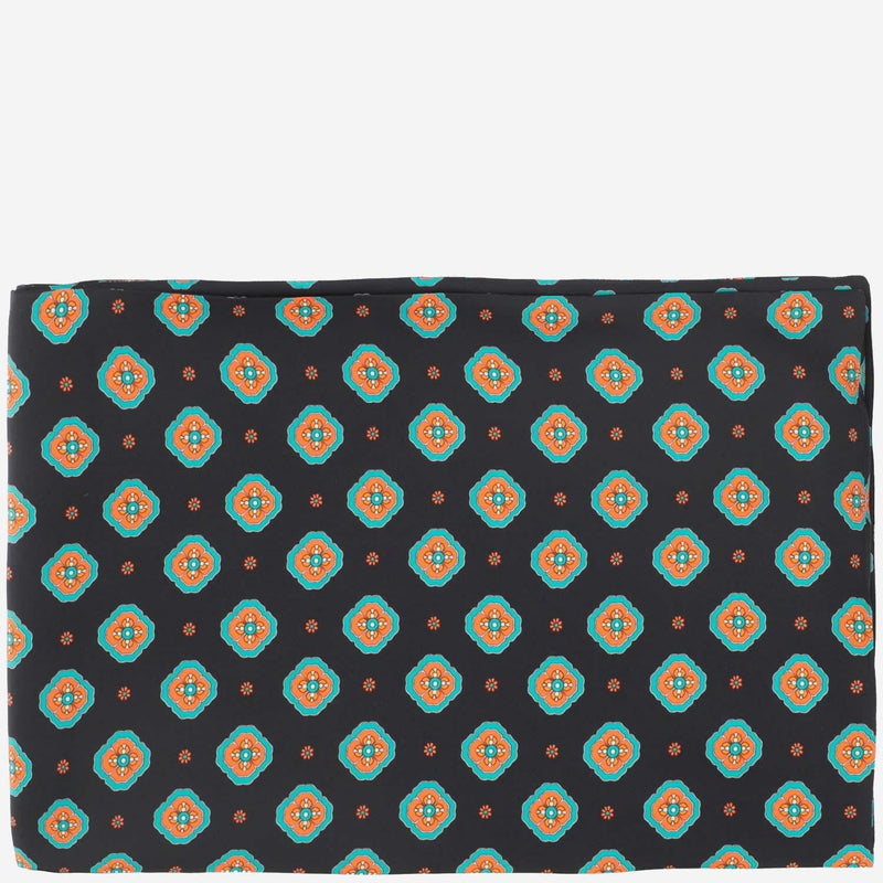 Alberto Biani Floral Pattern Silk Scarf — Black Scarfs