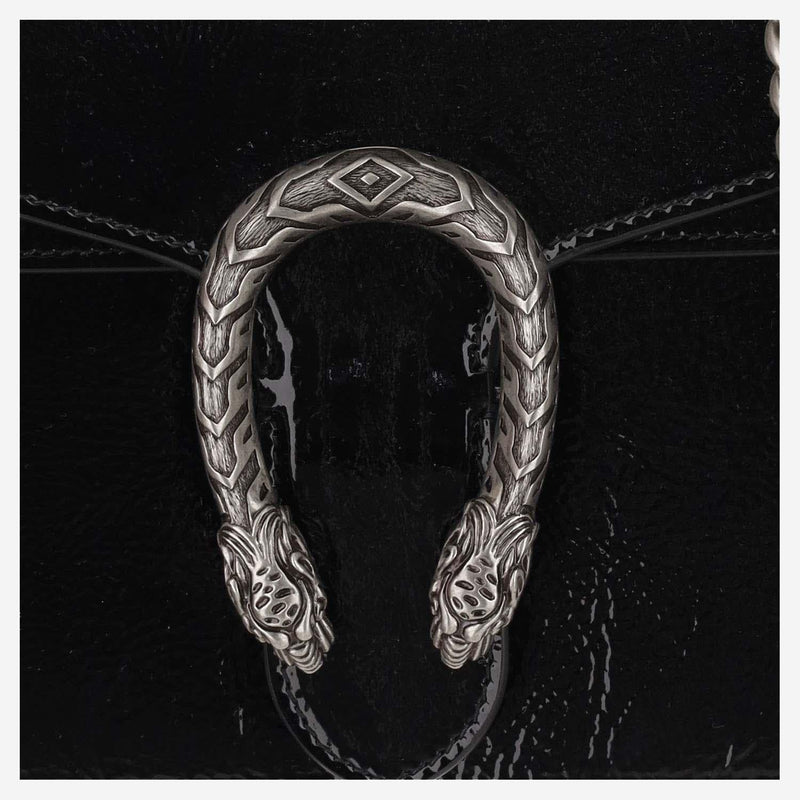 Gucci Dionysus Shoulder Bag — Black Patent Leather