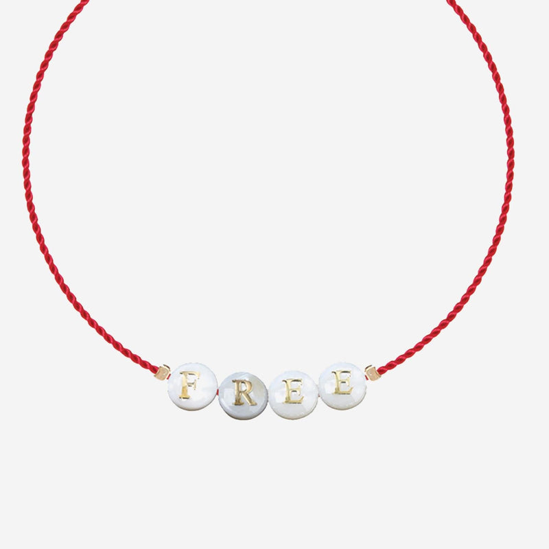 Sorbet Island Shell And Glass Pearl Bracelet — Red Fabric/glass Bracelets
