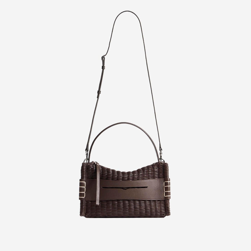 Jw Anderson Hand-Woven Leather Shoulder Bag — Brown