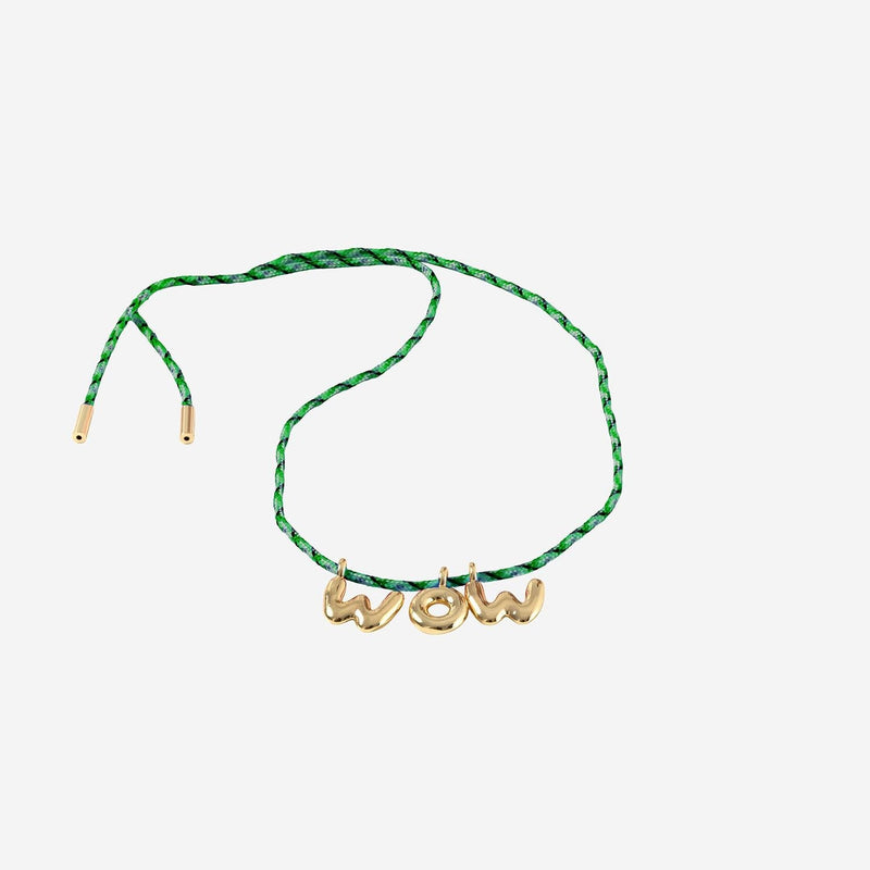 Sorbet Island Bubble Letter Necklace — Gold Fabric And Metal Necklaces
