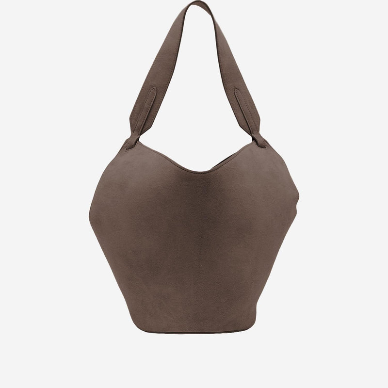 Khaite Lotus Mini Shoulder Bag — Brown Baby Calfskin