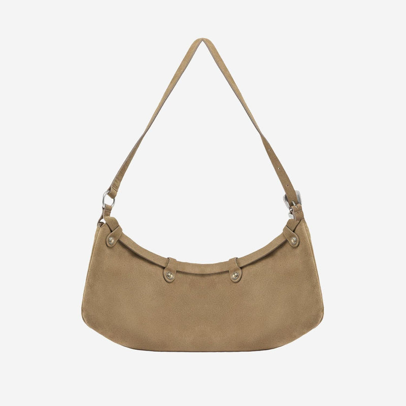 Pinko Pocket Body Shoulder Bag — Green Suede