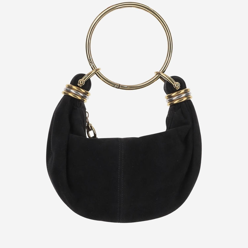 Chloé Bracelet Hobo Bag — Black Goat Suede (capra Hircus)