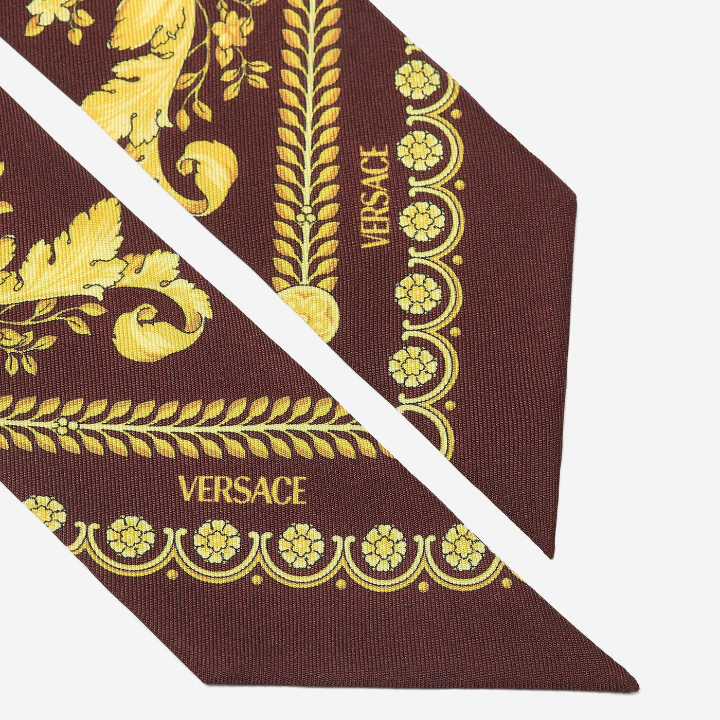 Versace Baroque Silk Scarf — Brown Scarfs