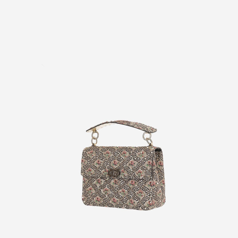 Valentino Garavani Shoulder Bag — Rose Gold Leather And Fabric