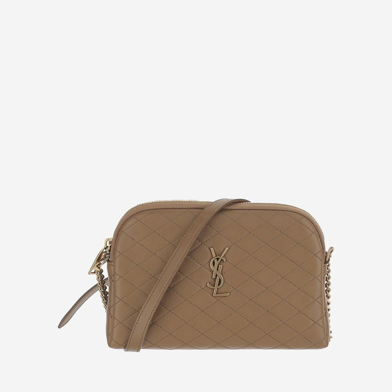 Saint Laurent Quilted Lambskin Shoulder Bag — Beige Leather