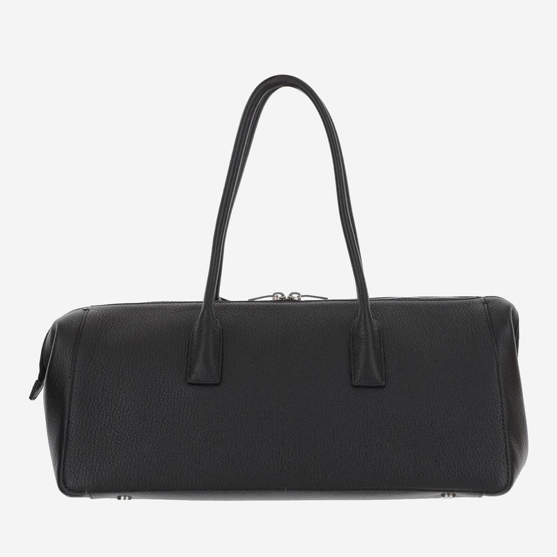 Saint Laurent Hammered Leather Shoulder Bag — Black