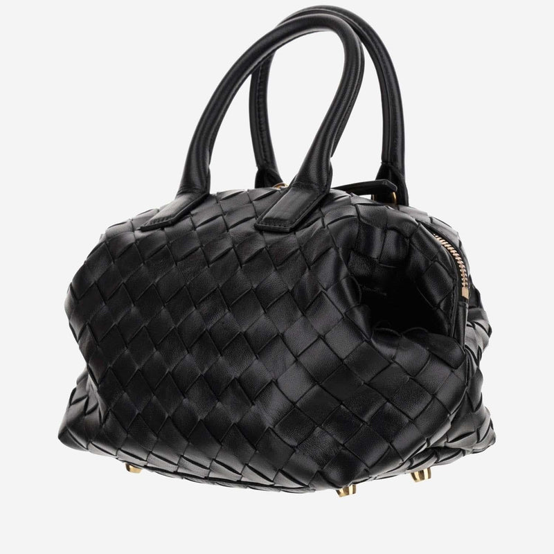Bottega Veneta Top Handle Bag — Black Leather